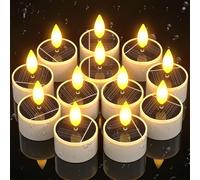 HDKHA-Bougie Solaire LED Rechargeable, Lot de 12 Imperméable Fausse Bougies à LED Flamme Vacillante Bougie Decorative Electrique Décoration de Extérieur Jardin Patio Fête