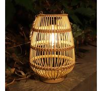 HDKHA-® Lanterne Solaire Exterieur Jardin, Lanterne Solaire en Rotin Imperméable de Style Bohème, Suspendu/Debout, pour Patio, Cour, Balcon