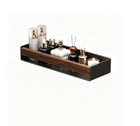 HDkxbf Étagère Murale Salle de Bain sans perçage, Rangement Douche Acier Carbone Aspect Bois, Organisateur Mural avec Rebord Anti-Chute, bac Amovible Lavable, pour Salle de Bain, Cuisine(Black,30CM)