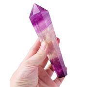 HDKYSWBUEJ Amethyst Fluorite Crystal Tower Stone Point Purple Hexagonal Wand Balancing Gift for Feng Shui Home Office Decor,250~300g