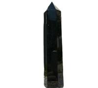HDKYSWBUEJ Black Obsidian Hexagon Point Hand Polished Crystal Wand Column Stone Tower Decoration Ornaments (Size : 90-99mm)