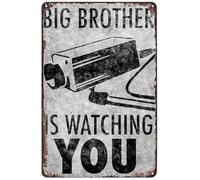HDKYSWBUEJ Humorous Vintage Tin Sign Warning This Area Is Monitored Funny Camera Plaque for Home Office Entry 8 X 12 in