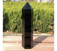 HDKYSWBUEJ Large Black Obsidian Hexagon Point Hand Polished Crystal Wand Column Stone Tower Ornaments (Size : 400-500g)