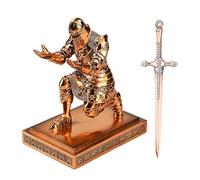 HDMbigmi King's Guard Knight Porte-stylos et accessoires de bureau en résine avec épée en métal Ouvre-lettres pour bureau et maison (cuivre (plaqué)