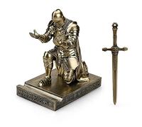 HDMbigmi King's Guard Leader Cape de guerrier Chevalier Porte-stylo pour téléphone portable Statue de chevalier Ornement Porte-papier Presse-papier pour bureau et maison (Bronze)