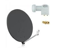 HDME Parabole Satellite Fibre Composite Gris anthracite 70cm + LNB Twin 0,1dB