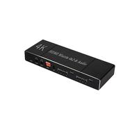 HDMI 1.4b HDCP 2.2 Commutateur MATRIX 4in 2out, 4Kx2K , extracteur audio, 2 x optique, audio G/D avec EDID et télécommande IR, noir