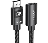 HDMI 2.1 Extension Cable 8K 60Hz HDMI Male to Female Extension Cable 48Gpbs eARC Braided Cotton Mesh Compatible with PS5 PS4 Xbox One X MacBook Pro Mac Mini M4 HDTV 8K Blu Ray Player (0.5M)