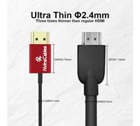 HDMI 8K 2.1 48 Gbit/s Haute Vitesse ¿ 2,4 mm HDMI Ultra Fin 8K @ 60Hz 4K @ 120Hz pour Canon C70, Sony A7 A9, Blackmagic Camera, Atomos (Left Angle to Straight Line, 30-80cm enroulé)