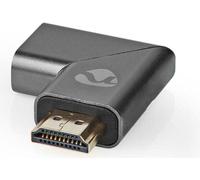 HDMI™ Adapter | HDMI™ Male / HDMI™ Connector | HDMI™ Female / HDMI™ Output | Gold Plated | Angled Left | Aluminium | Grey With Metal | 1 pc. | Carton avec fenêtre couverte