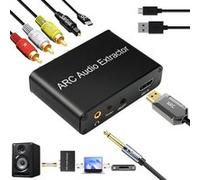 HDMI ARC Audio Extracteur, 192 KHz Convertisseur DAC HDMI Audio Extractor vers Optical Toslink SPDIF Coaxial Stéréo Aux RCA L/R 3,5 mm Jack pour TV Casque Soundbar Home Cinéma