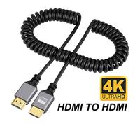 HDMI Câble en Spirale Flexible, 4K - 60HZ, 0.5-2.4m, Micro Mini Compatible HDMI vers HDMI, Mini HDMI, Extension Enroulée, Prise Mâle vers Mâle ""Nipseyteko