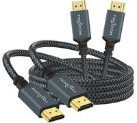 HDMI Cables 4K 1M Pack of 2,Nylon Braided HDMI to HDMI Cable Supports 18Gbps 3D/4K@60Hz/2160P/1080P
