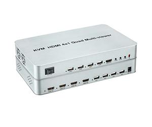HDMI KVM Quad Splitter 4X1, KVM HDMI 4X1 Quad Multi-Viewer 1080P 4 ports HDMI KVM Switch Quad Screen Multiviewer 4 en 1 HDMI Multi Viewer (1080P 60Hz)