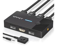 HDMI KVM Switch 2 PC 1 Monitor 4K@60Hz USB KVM Switches for 2 Computers Sharing Monitor and Keyboard/Mouse,with Desktop Controller and 2 USB Cables,Plug and Play.[F295]