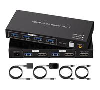 HDMI KVM Switch 2 PC 1 Monitor 4K60Hz USB 3.0 KVM HDMI for 2 Computer Sharing 1 Monitor and 4 USB 3.0 Supports External Online Control and 2 USB3.0 Cables Included.[F224]