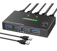 HDMI KVM Switch 2 Ports 4K@60Hz,Commutateur KVM HDMI pour 2 PC Partage 1 moniteur et Imprimante Souris Clavier,Plug and Play, 2 câbles USB Inclus