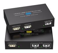 Hdmi Kvm Usb Extender 400Ft 120M Extender Rj45 Sur Single Cat5E 6 7 Full Hd 1080P60Hz Support Sortie Cyclique Edid Pour La Souris Et Le Clavier De Commande À Distance[HDM5232783]