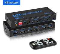 HDMI Matrix 4X2 avec Audio 4K 60Hz HDMI 4 en 2 sorties séparateur de commutateur matriciel HDCP 2.2 EDID Audio pour PS4 Xbox DVD amplificateur HDTV US Power adapter