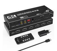 HDMI Matrix 4x2 - Tendak 4 en 2 Out Matrice HDMI Commutateur 4K@60Hz HDMI Splitter Switch + SPDIF & 3,5mm Extracteur Audio Stéréo Prend en Charge HDMI 2.0 HDCP 2.2 EDID HDR 3D avec Télécommande IR