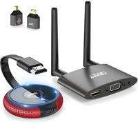 HDMI sans Fil 4K/5.8G, Émetteur et Récepteur HDMI sans Fil, VGA&HDMI Double Écran Wireless Transmitter Receiver 165FT/50M de Laptop/TV Box/USBC/Caméra/PC au HDTV/Moniteur/Projecteur