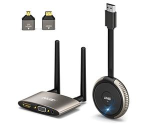 HDMI sans Fil,4K 5G Transmetteur et Récepteur 165FT/50M, HDMI VGA sur Double écran, Transmission en Direct pour Ordinateur Portable, Tablette, Appareil Photo, Prise en Charge Nefix/TikTok/Youtube