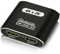 Hdmi Splitter 1 Entrée 2 Sorties, Splitter Hdm I 4K@30Hz Pour Moniteurs Doubles, Splitter Hdmi Alimenté En Aluminium Pour Écran Miroir,Duplicateur 1X2 Supportant 3D Hd 1080P Pour Fire Stick Xbox Ps