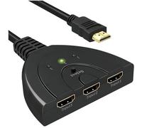 HDMI Switch 1080P, GANA Switch HDMI 3 Ports Commutateur HDMI Sélecteur Splitter Manuel | 3 Entrées à 1 Sortie HDMI Switcher | Full