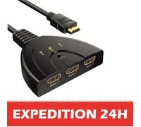 HDMI Switch 1080P, ZAMUS Multiprise HDMI 3 Ports Commutateur HDMI Sélecteur Splitter Manuel 3 Entrées à 1 Sortie Un Câble Haute Vite