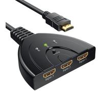 HDMI Switch 1080P, ZAMUS Multiprise HDMI 3 Ports Commutateur HDMI Sélecteur Splitter Manuel 3 Entrées à 1 Sortie Un Câble Haute Vite
