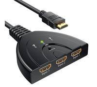 HDMI Switch,3 Ports Commutateur Sélecteur Splitter Manuel 3 Entrées à 1 Sortie HDMI Switcher Full HD Pris en Charge avec Un Câble Haute Vitesse