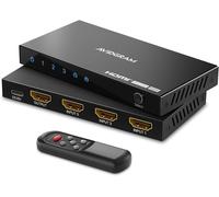 HDMI Switch 4K 60Hz, HDMI 2.0 Commutateur 4 in 1 Out, 4 Port HDMI Selector Box with IR Télécommande Soutien HDCP 2.2 HDR10 3D 18Gbps pour Xbox PS4 Roku HDTV Monitor