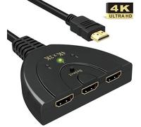 HDMI Switch 4k, GANA Switch HDMI Sélecteur 3-Port Switcher HDMI Splitter, Câble Commutateur Hdmi Prend en Charge 4K/1080P/3D Pour