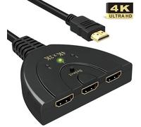 HDMI Switch 4k, GANA Switch HDMI Sélecteur 3-Port Switcher HDMI Splitter, Câble Commutateur Hdmi Prend en Charge 4K/1080P/3D
