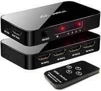 HDMI Switch 4X1, 4K Ultra HD HDMI Switcher Support HDMI 2.0 HDCP 2.2, 3D, 1080P, 4Kx2k@60Hz (IR Remote Control)