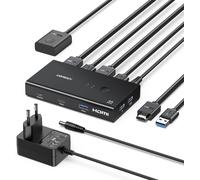 HDMI Switch KVM Switch 4K 60Hz USB A C 3.0 2 Inputs 1 Output Charging Power Supply for PS5 PS4 Xbox Laptop Switch Keyboard Mouse Hard Disk Printer Monitor with Desktop Controller