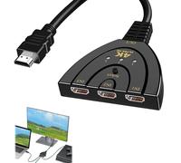 HDMI Switch Multiprise 3 Entrées 1 Sortie 4K@60Hz avec Câble Haute Vitesse, Sélecteur de Commutateur pour 3D/Bluray/Xbox/HDTV/PS4/Laptop/DVD