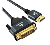 HDMI to DVI Cable 4K 2M Plated Braided DVI to HDMI Cable Two Way Compatible with Projector,Laptop,TV,PC,DVD Player