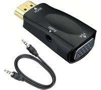 HDMI vers VGA Convertisseur Adaptateur avec câble Jack Audio 3,5 mm, connecteur plaqué Or HDMI mâle vers VGA Femelle vidéo HD 1080P pour Ordinateur Portable, PC, Moniteur, etc.