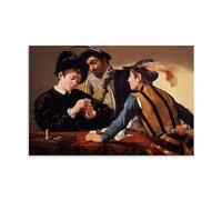 HDMINE Poster Caravage Peintre Travail (Cardsharps) Impression sur toile Décoration murale Décoration d'intérieur 60 x 90 cm