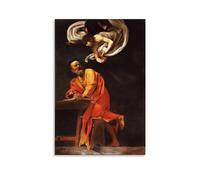HDMINE Poster Caravage Œuvre de peintre (The Inspiration of Saint Matthieu) - Impression sur toile - Décoration d'intérieur - 60 x 90 cm