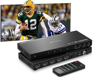 HDMl Video Wall Controller 2x2 4K, PORTTA Video Wall Processor with 11 Splicing Modes, RS232, 180° Rotate, Audio Extractor, 2x2.1x2.1x3.1x4.2x1.3x1x4x1, 4 TV Screens Into 1 Wall Display
