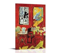 HDMMXEN Henri Matisse Peintures : grand intérieur rouge, poster d'art mural sur toile, peinture sur toile, décoration de salon, 30 x 45 cm
