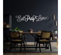 HDMOZUYT Décoration Murale « Mange, Prie, Aime », Inscription en métal, décoration Murale avec Inscription, décoration Murale pour la Cuisine, décoration Murale en métal, Panneau en métal, décoration