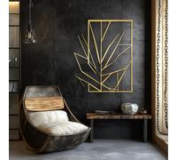 HDMOZUYT Décoration Murale Rustique en métal représentant Une Silhouette de Branche d'arbre, Cadre de fenêtre décoratif, Panneau rectangulaire Abstrait en métal pour Salon, Chambre ou entrée de Style