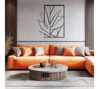 HDMOZUYT Décoration Murale Rustique en métal représentant Une Silhouette de Branche d'arbre, Cadre de fenêtre décoratif, Panneau rectangulaire Abstrait en métal pour Salon, Chambre ou entrée de Style