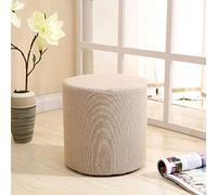 HDMOZUYT Pouf ottoman, tabouret rond en tissu, antidérapant, résistant à l'usure, en bois massif, pour chambre à coucher, couloir, violet (naturel)