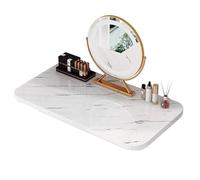 HDMOZUYT Table Murale Pliante - Bureau Mural Rabattable en Bois, Table Flottante avec Support Triangulaire Pliable, Gain de Place pour la Cuisine et la Salle à Manger (Blanc 70x30cm/28x12in)