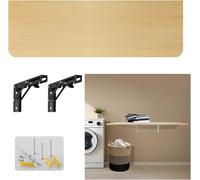 HDMOZUYT Table Pliante Murale Flottante en Bois pour Petits espaces, Table à Manger Rabattable, établi Suspendu Pliable, Bar, Ordinateur, Noyer (Bois 6024cm)