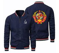 HDOEHLXF Sweat Shirt Enfiler Pour Homme Jackets for CCCP Print Cardigan Coupe Vent Col Montant Maillot De Cyclisme Manches Longues Fermeture Éclair Combinaison Vol-Blue||l